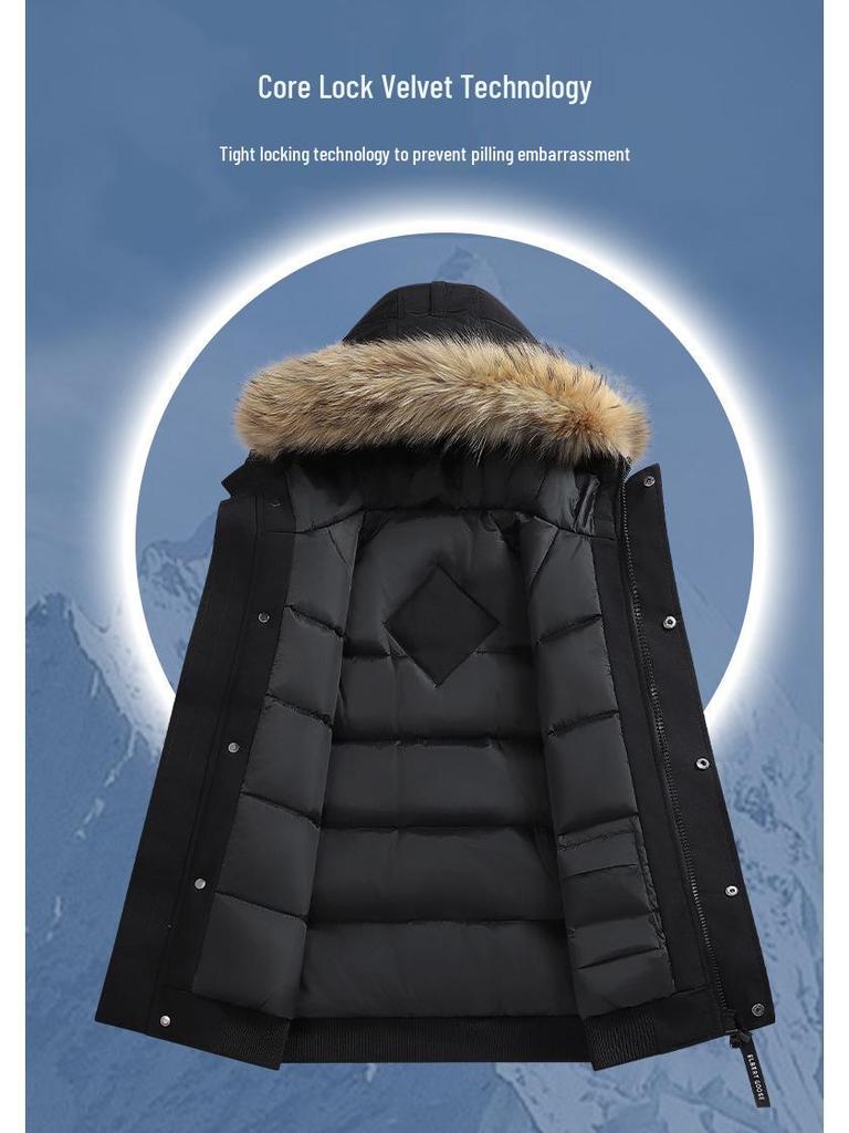 Мужская короткая зимняя куртка на гусином пуху - 80% белого утиного пуха, теплая и утолщенная, в стиле пилот, доступен вариант для пары