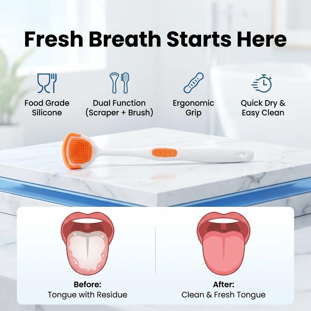 Silicone Tongue Cleaner Multifunctional Scraper Brush For Oral Care