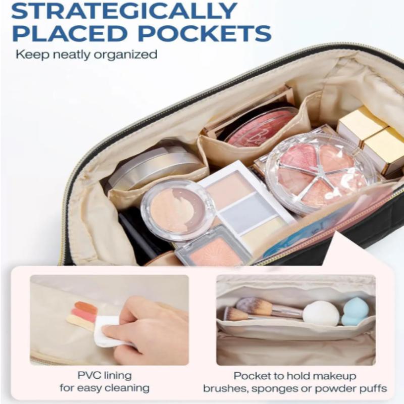 Space Saving Travel Cosmetic Bag with Expandable Compartments for All Your Essentials