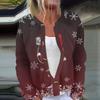 Women's Fashion Long Sleeve Christmas Snowman Snowflake Print Jacket Cardigan