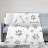 Dog Paw Print and Bone Plush Blankets Girls Boys Flannel Throw Blanket Super Soft DIY Quality Bedspread Gift Idea