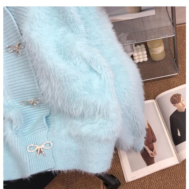 Женская мода повседневная осень-зима однотонный принт длинный рукав V-образный вырез свитера