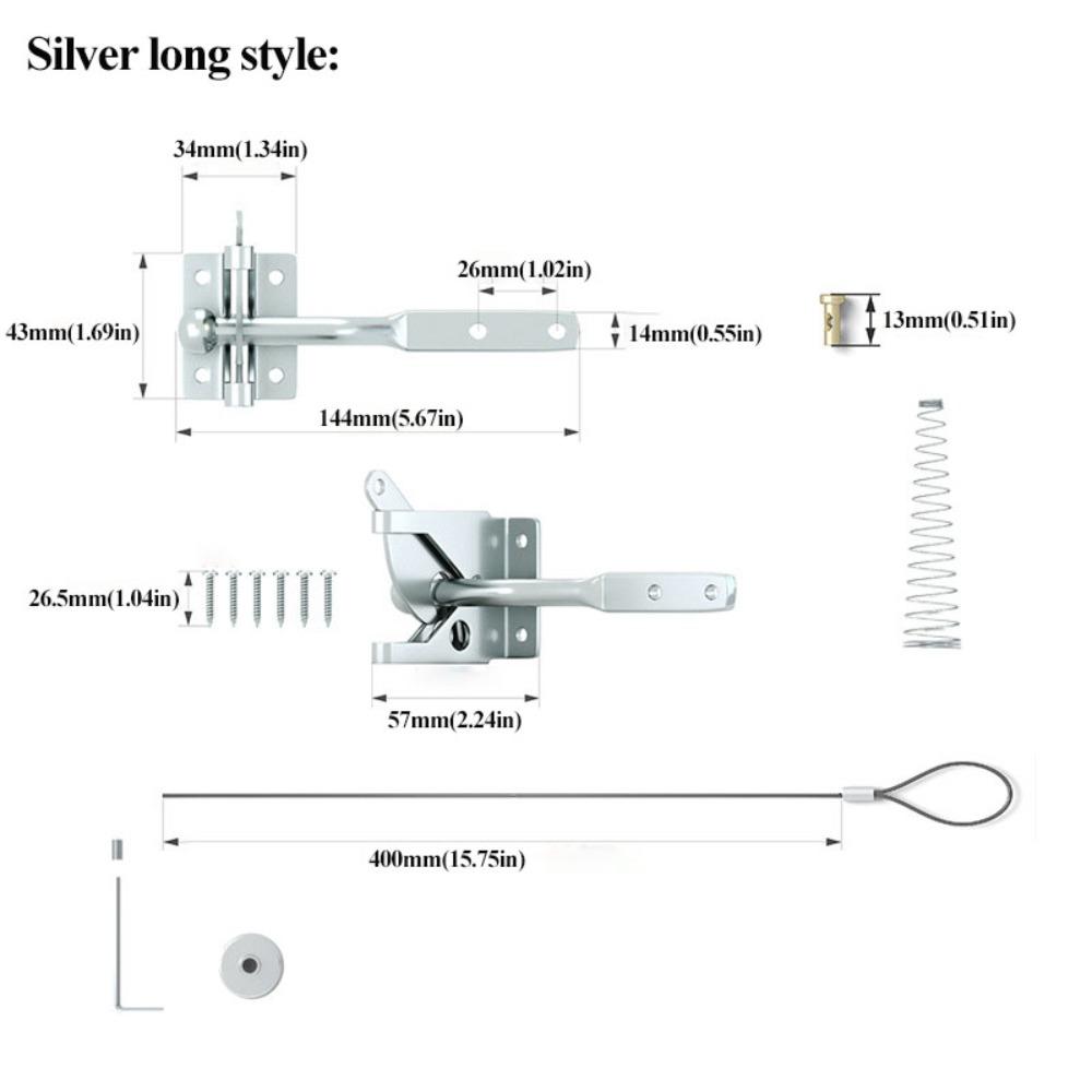 Carbon Steel Self Locking Gate Steel Spring Cable Garden Gate Fastener Outdoor Use