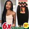 6X Braids 26 Inch Braiding Hair Pre Stretched Blonde Ombre Braiding Hair Synthetic Fake Hair Extensions for Braids Women