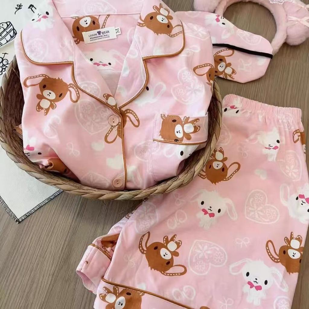 Japanese sweet dessert rabbit pajamas women can wear short-sleeved shorts in summer two-piece set student dormitory loungewear
