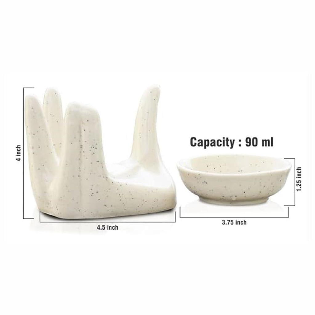 Ceramic Hand Type Oil Burner Diffuser for Home, Office, with 1 Tea Light Candle, Made by Porcelain New