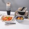 28Pcs Non Fragile Meal Plates Wheat Straw Dishes Tableware Set Reusable Dinnerware Camping Microwave Dishwasher Safe