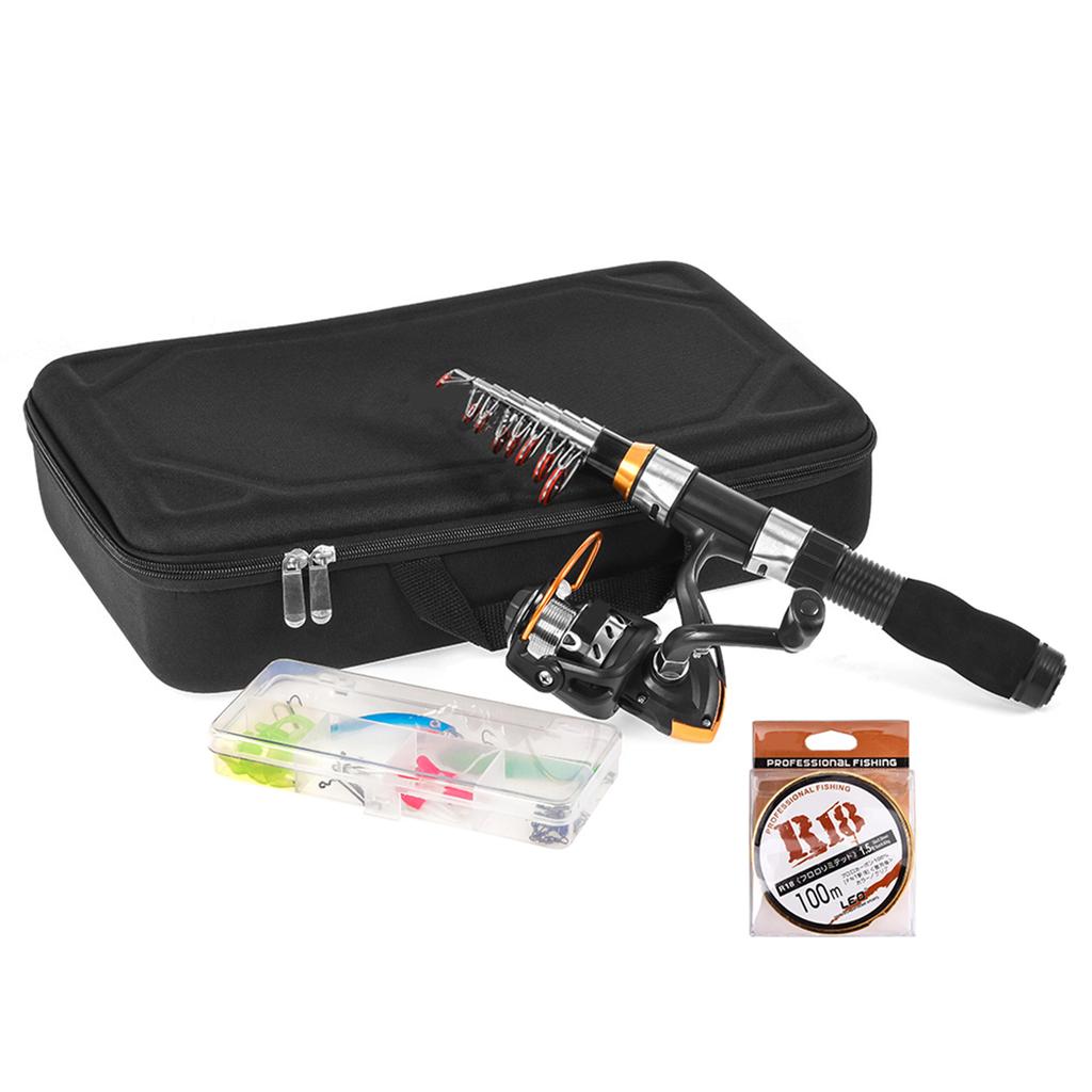 Портативный спиннинг и катушка в комплекте Телескопический спиннинг Удилище Набор катушки Леска Приманки Крючки Бочонки вертлюжки с