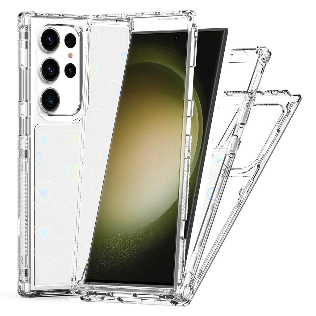 Прозрачный гибридный чехол для Samsung Galaxy S23 Ultra из акрила и ТПУ с пленкой с лазерной печатью