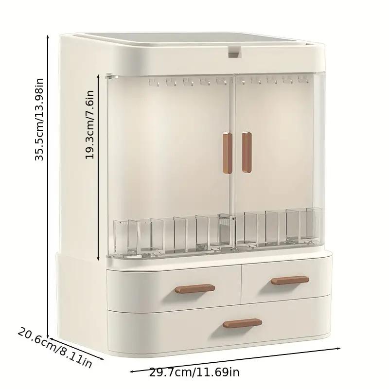 Ящик для хранения косметики с зеркалом. Универсальные настольные средства для ухода за кожей. Большой вместительный стеллаж для туалетного столика.