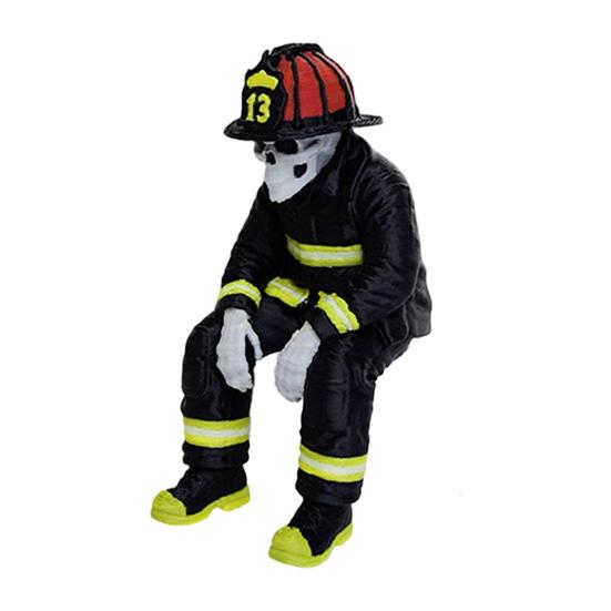 Shelf Sitter Decoration 3D Printed Firefighter Skeleton Sitter, Gothic Fireman Soldier Robed Warrior Spirit Ornament Figurine, Collectible for