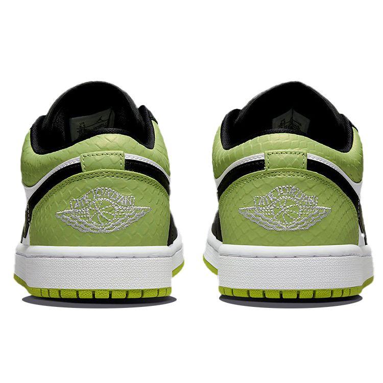 Air Jordan 1 Low SE Vivid Green Snakeskin Женские кроссовки Черный Белый DX4446-301