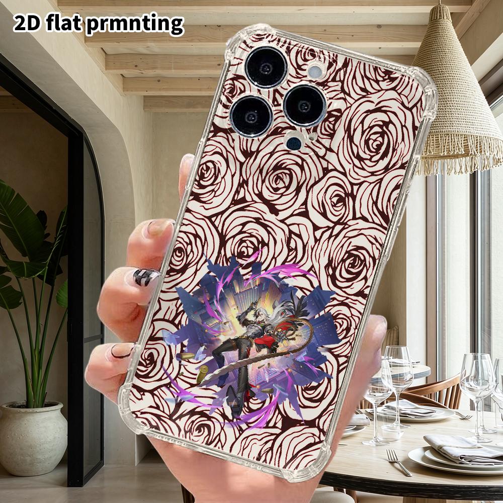 Phone case: 2D flat design, suitable for iPhone 18 17 16 15 14 13 Pro, transparent corner protection case, gunslinger male character, Christmas and Ha