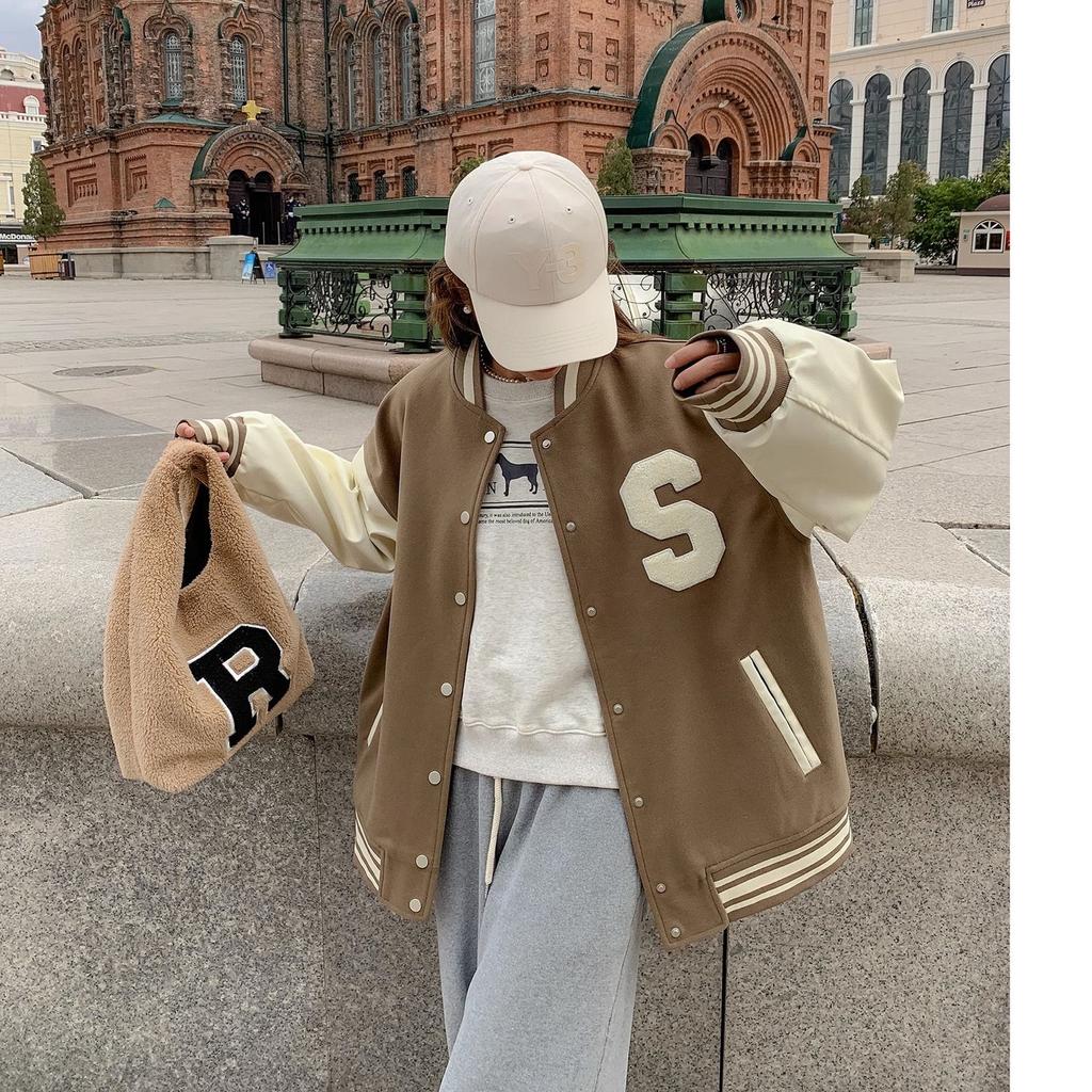 Осенняя женская бейсбольная куртка свободного покроя с яркими цветами