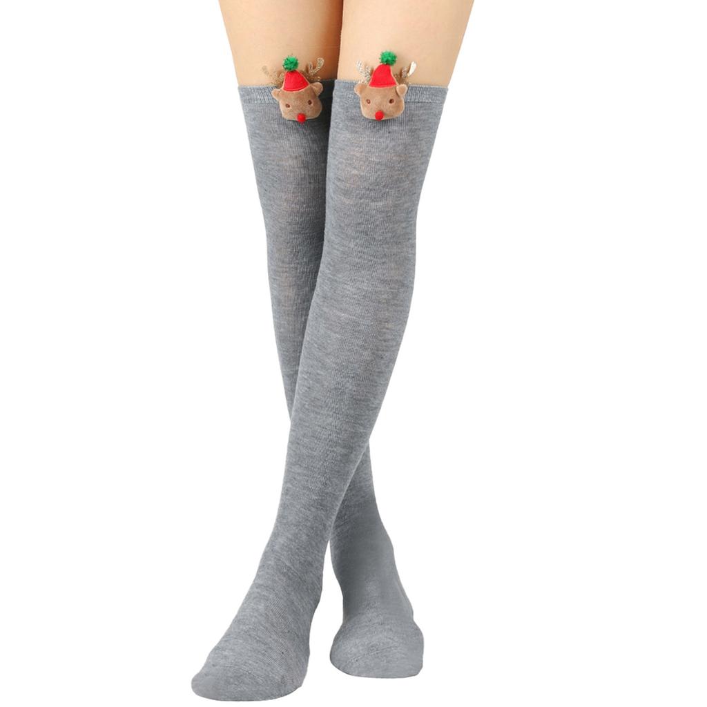 Women's Christmas Stockings Elk Socks Knee-High Over-the-Knee Socks