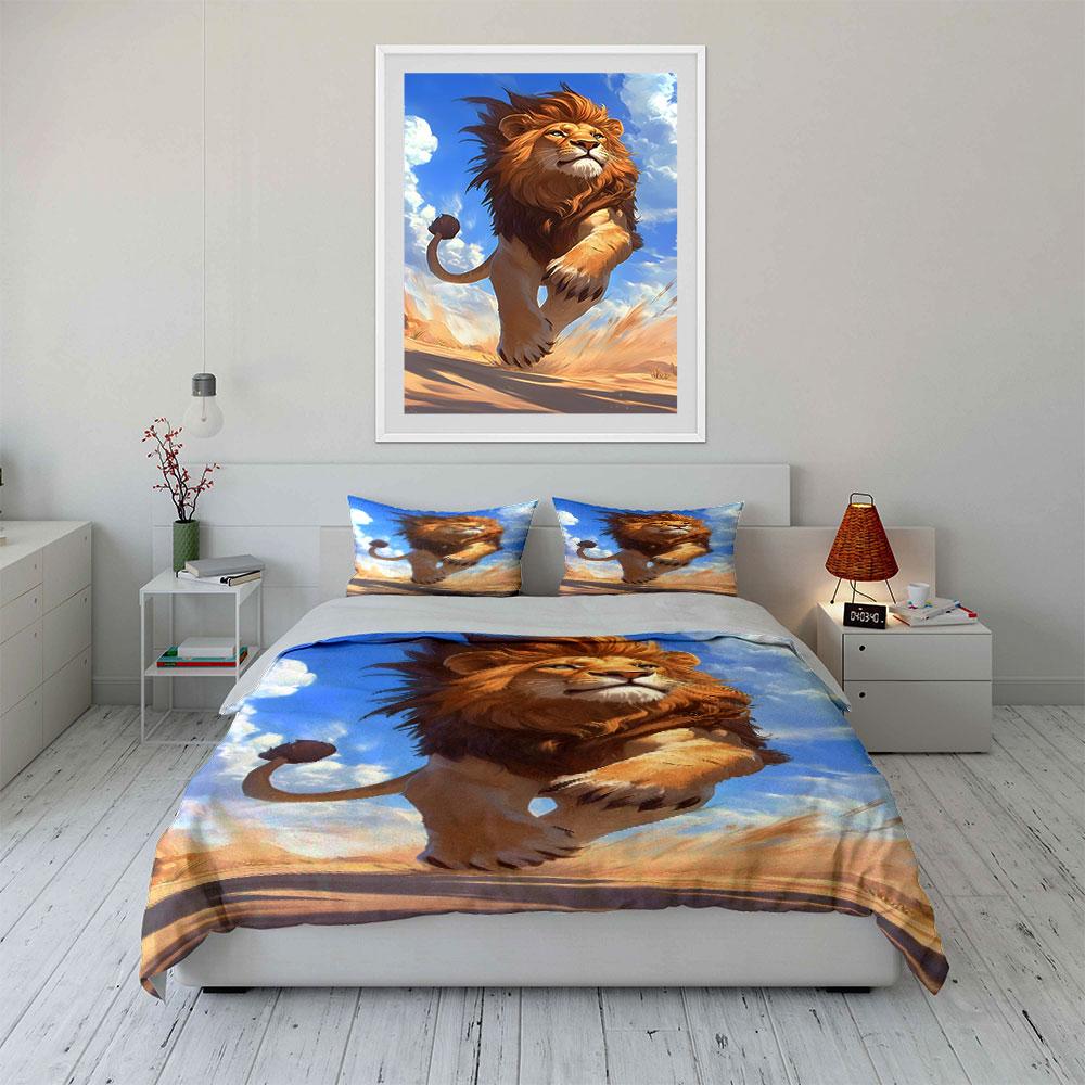 Majestic lion on sky. Bedding sets Duvet cover sets Duvet covers Pillowcases(1* Duvet Cover 2* Pillowcases without duvet insert)