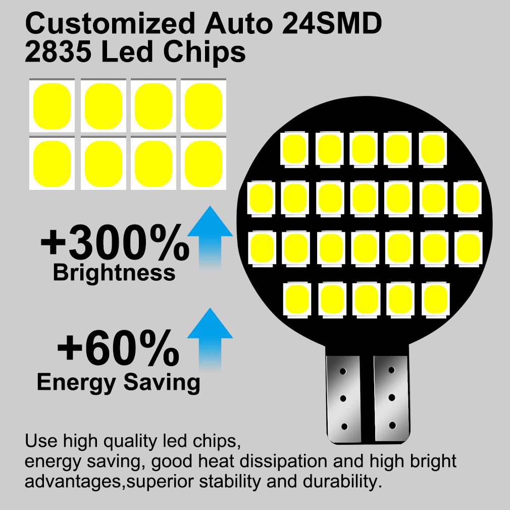 1 шт. супер яркая светодиодная лампа 921 194 T10 W5W 24SMD клиновая лампа для ландшафтного дизайна лодка RV прицеп кемпер дом на колесах потолочный купол внутренний свет теплый белый 12 В