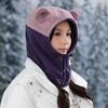 Осенне-зимняя шапка женская с медвежьими ушками, мультяшная милая бархатная теплая шапка, модная универсальная ветрозащитная шапка-пуловер