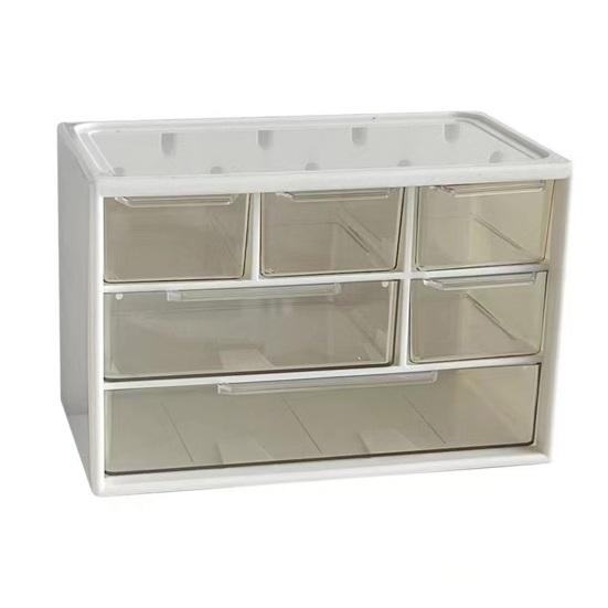 Drawer Desktop Storage Box Large Capacity 6 Compartments Clear Visible Cosmetic Stationary Hair Accessories Jewelry Storage Organizer Container