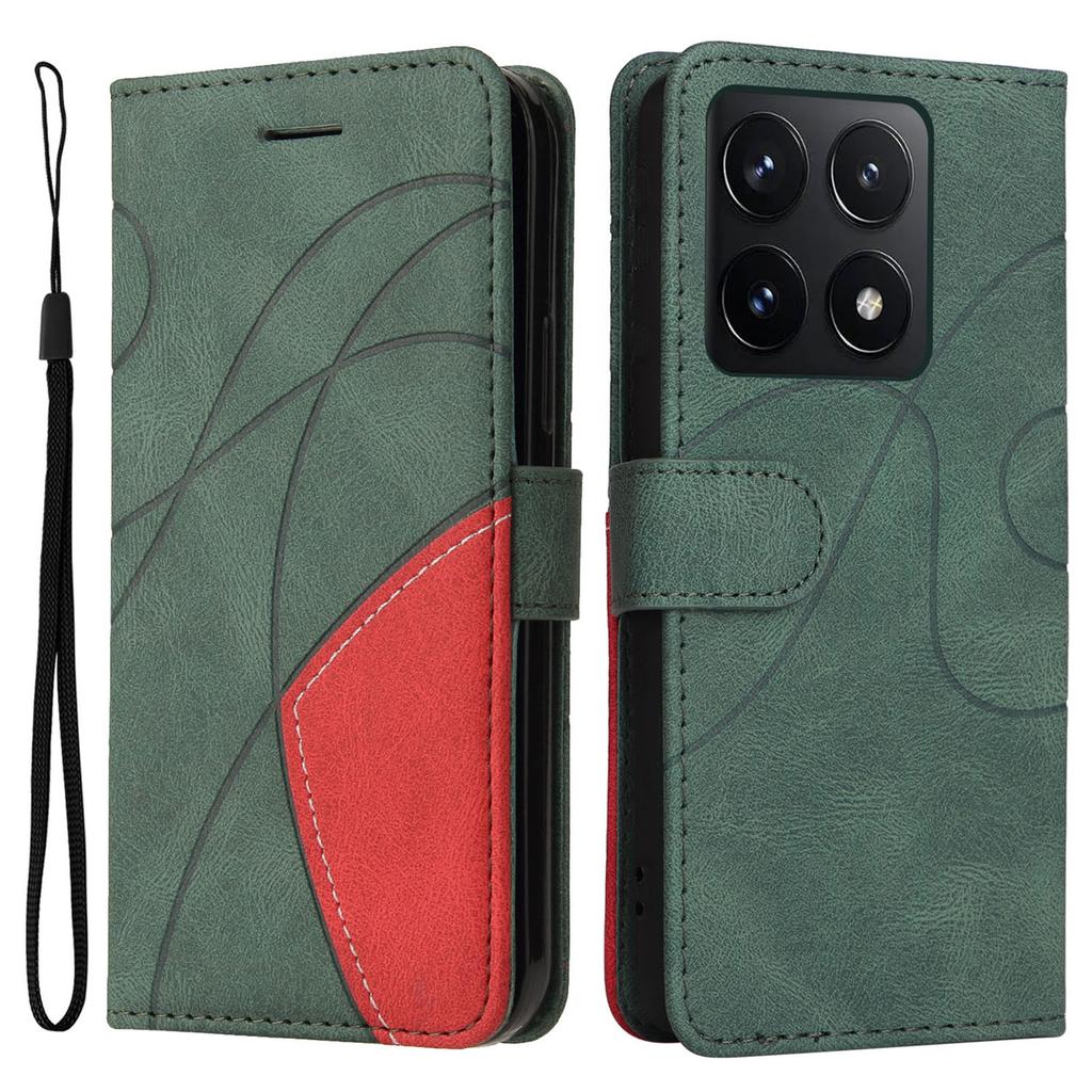 For Xiaomi 14T Leather Case Wallet Stand Color Splicing Phone Cover