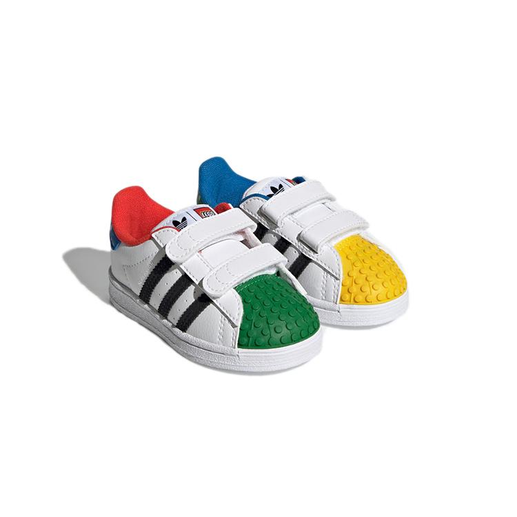 LEGO x Adidas Originals SUPERSTAR CF Удобные износостойкие низкие детские кроссовки Белый Зеленый Синий H03970
