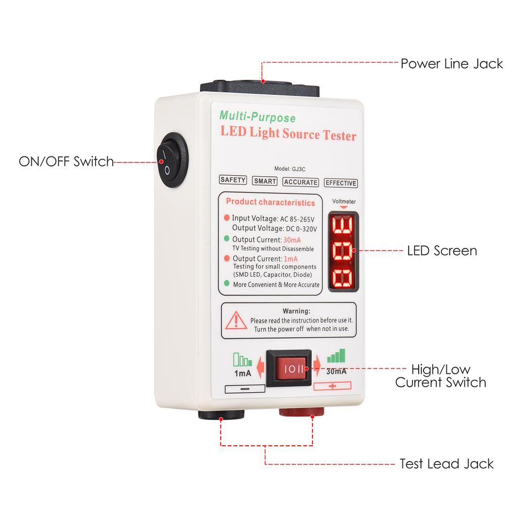 Voltage Test 1mA/30mA Convertible LED Backlight Tester Screen LED LCD TV Back Light Tester Meter