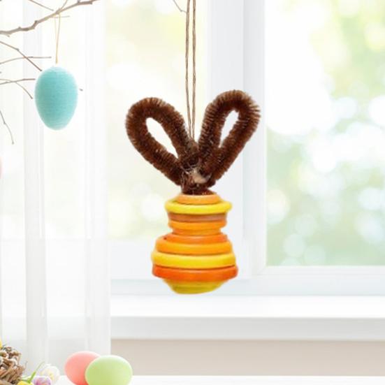 Button Easter Bunny Craft Kit DIY Button Bunny Hanging Ornament with Twisting Stick Ears for Easters Basket Stuffer Holiday Party