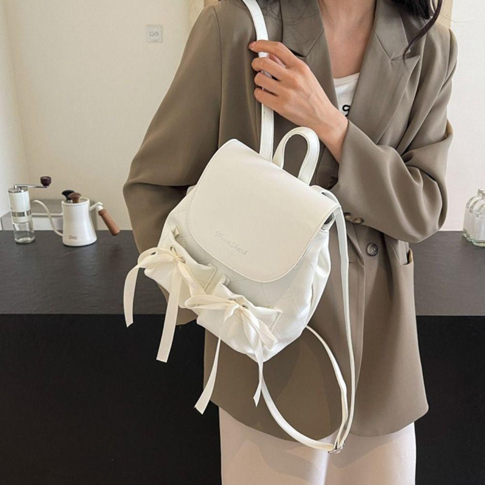 Рюкзак с бантом в корейском стиле, двойной бант Y2k, школьный рюкзак, нейлоновый рюкзак на шнурке, для улицы