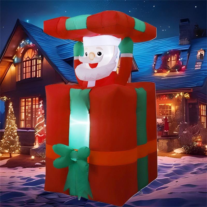 Christmas Decoration Up and Down Chimney Santa Claus Inflatable Toys with LED Light 1.5M Inflatable Model Indoor Outdoor Decor