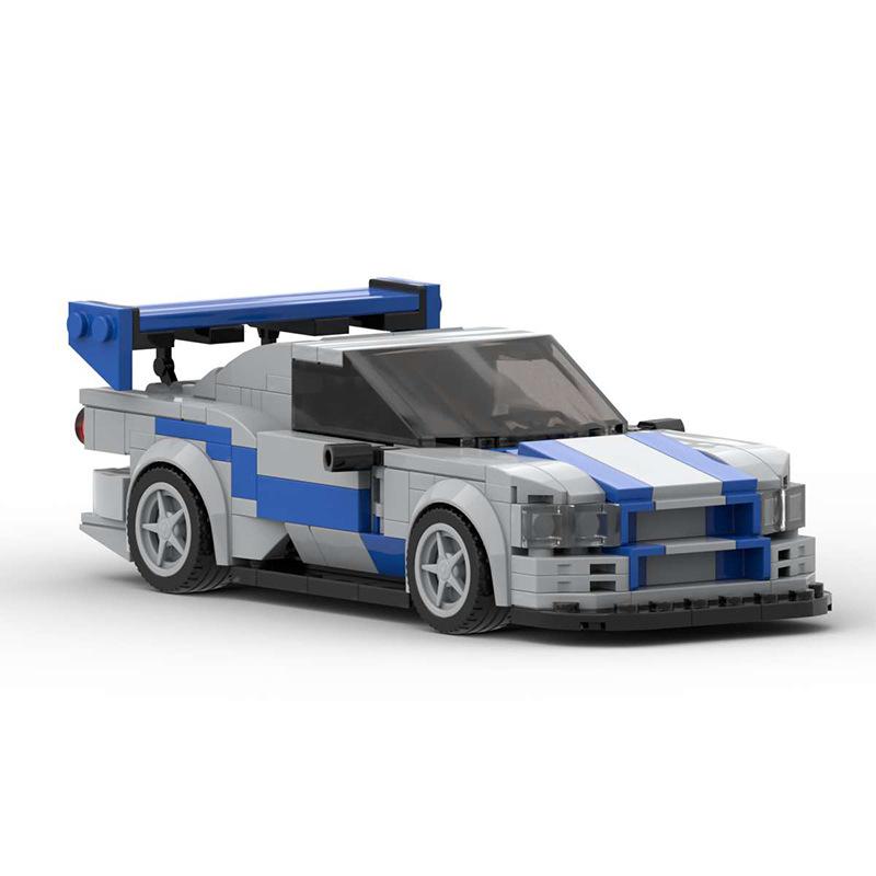 R34 Skyline GTR City MOC Car Racing Building Block Ideas Speed Champion Super Race F1 Technical Vehicle Brick Christmas Gift