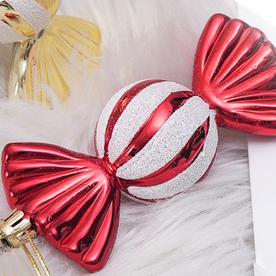 4 Pcs Christmas Candy Decorations Glitter Hanging Candy Ornaments Brightly Colored Candy Pendant for Xmas Tree Party Decor