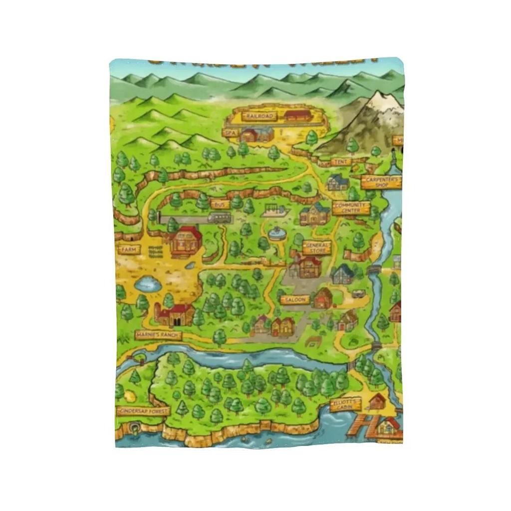 Одеяла с картой города Stardew Valley, мягкое теплое фланелевое одеяло, постельное белье для кровати, гостиной, пикника, путешествия, домашний диван