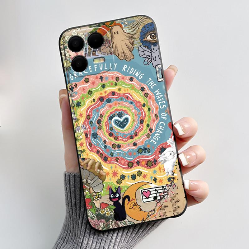 Case For T-Mobile REVVL 8 Pro 5G Lovely Cat Cartoon Soft Black Silicone Shockroof Back Cover For T Phone 3 Pro Cell Phone Cases