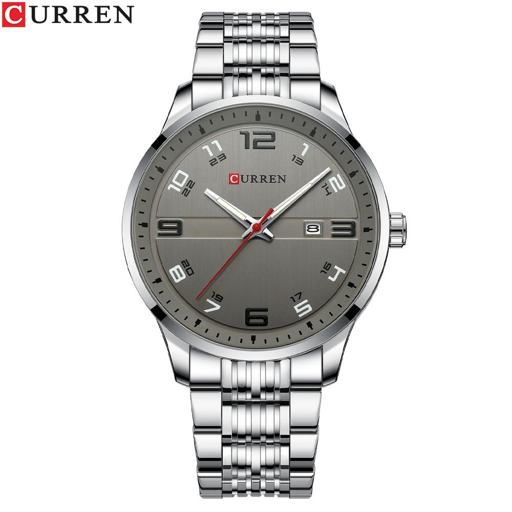 CURREN New Men's Watch Business Steel Band Quartz Watch Simple Calendar Scale Casual Watch