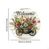 Floral Art Welcome Plaque for Front Door, Wood Decoration Indoor And Outdoor Use