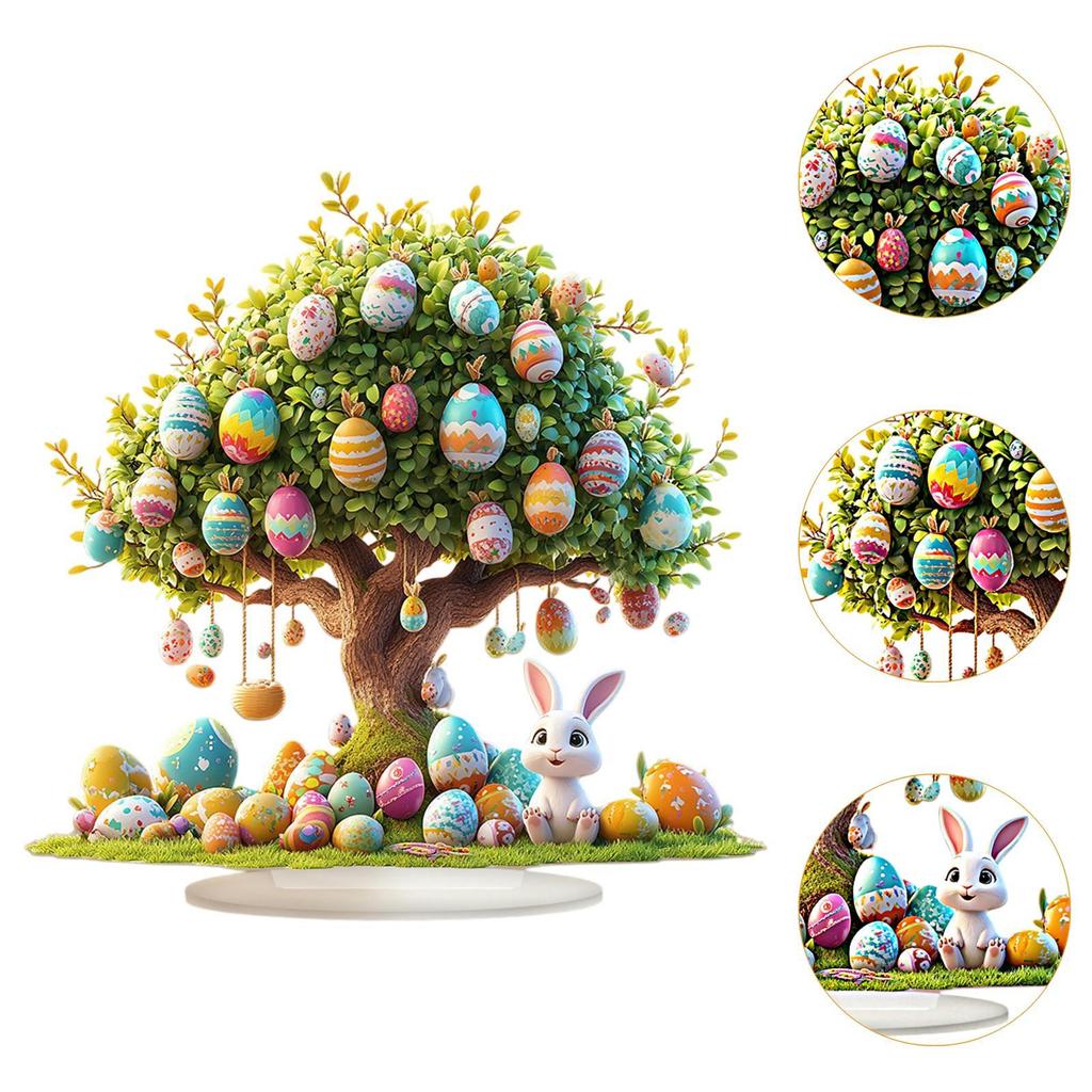 Пасхальные яйца настольный орнамент акриловый декоративный знак пасхальное украшение 2D дерево узор дисплей табличка для офиса гостиная