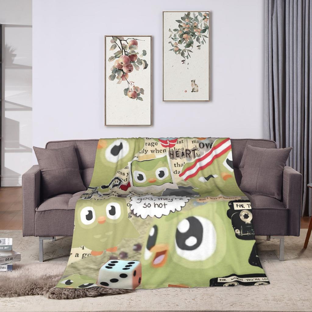 Плед-сова Duolingo Duo для путешествий в самолете Фланелевое постельное белье Пледы для домашнего декора Теплый Мягкий Качественный на заказ Покрывало Идея для подарка