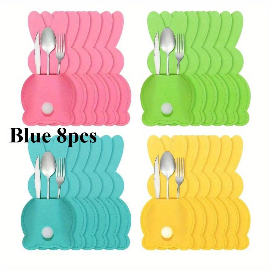 8/16PCS Easter Rabbit Shaped Cutlery Set, Felt Table Decoration, Easter Knife and Fork Bag, Cutlery Bag, Knife and Fork Storage