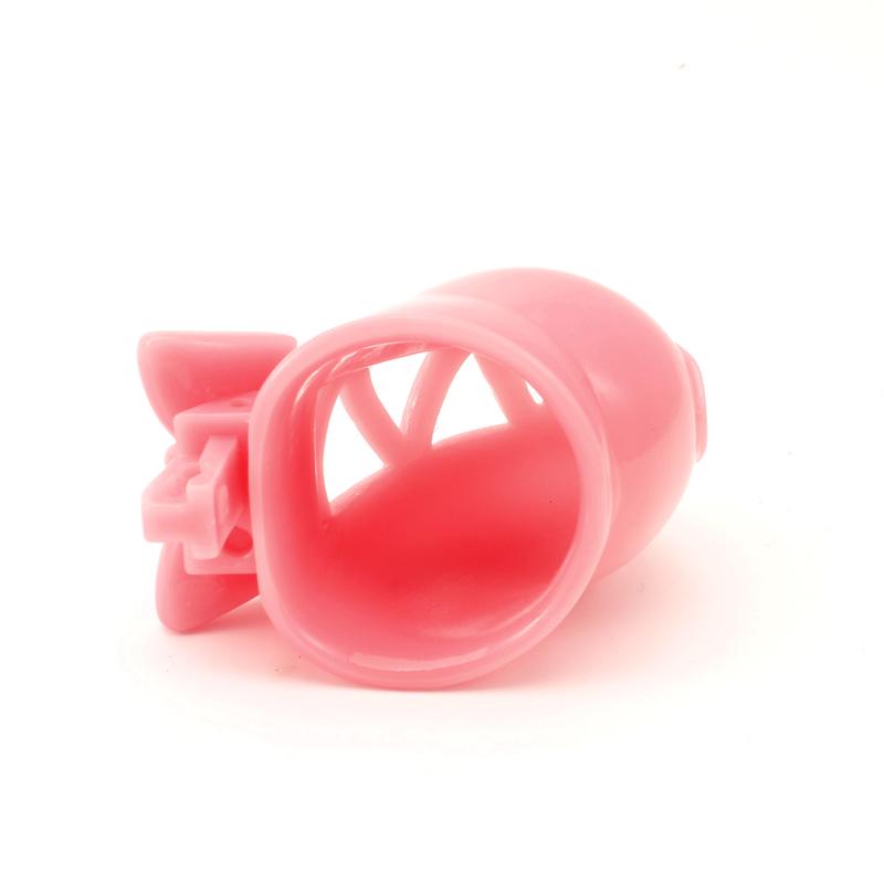 Pink Bow Sissy Chastity Cage Angel Cock Cage Belt with 4 Size Penis Rings Fidelity Device Bondage Equipment SM Sex Toys for Man