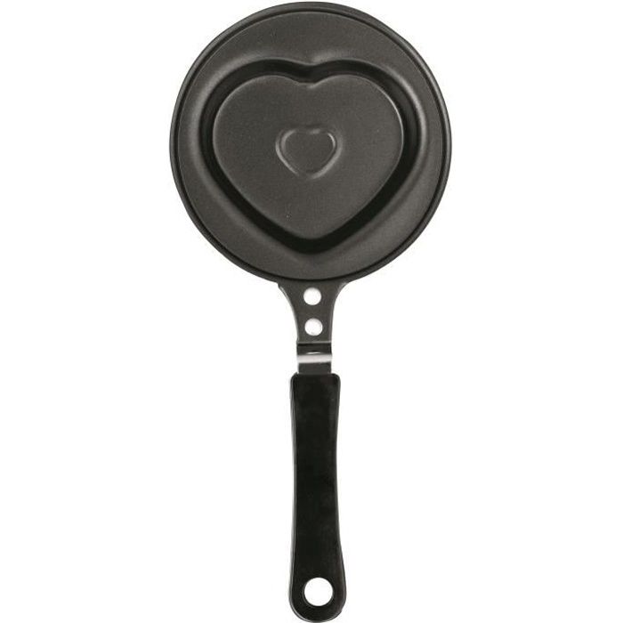 Mini poele en acier anti-adherent 12 cm. motif interieur coeur . manche bakelite. tous feux dont induction