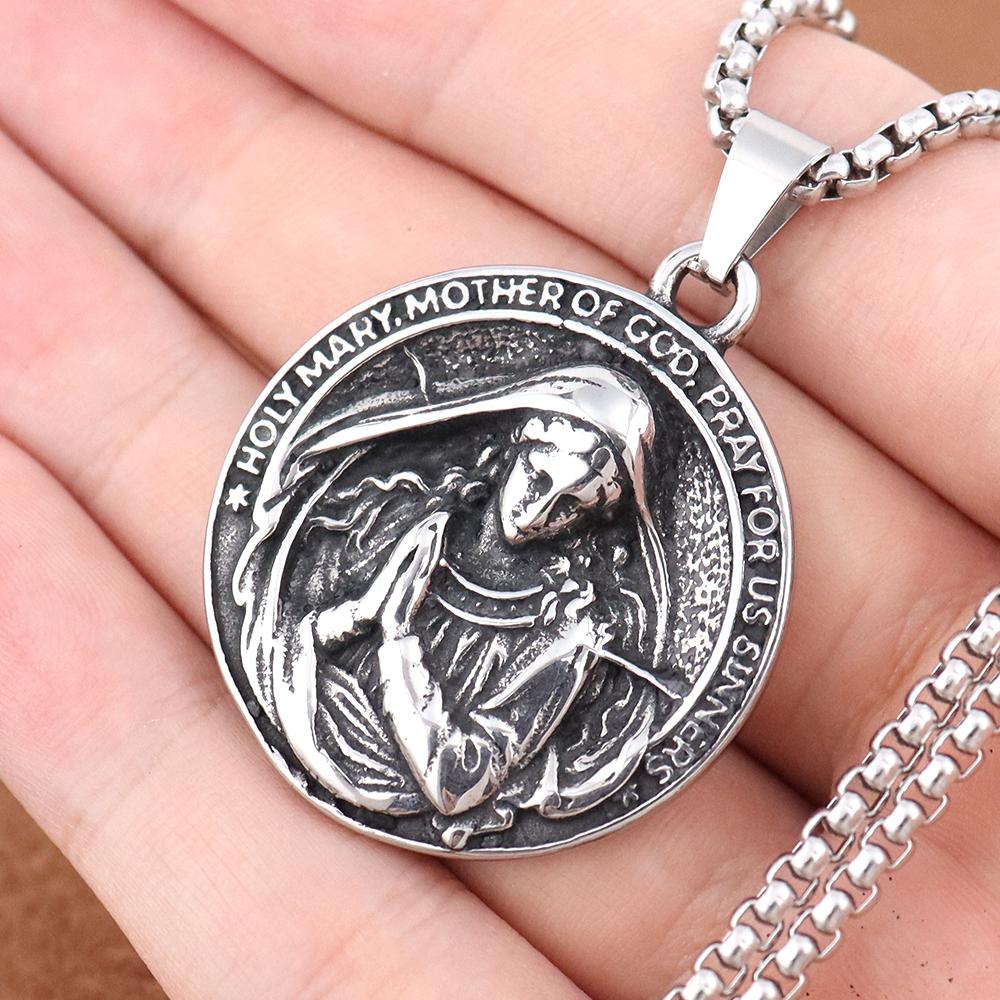 Trendy Christianity Jesus Series Pendant Popular Charm Stainless Steel Cross Necklace Amulet for Men and Women Jewelry