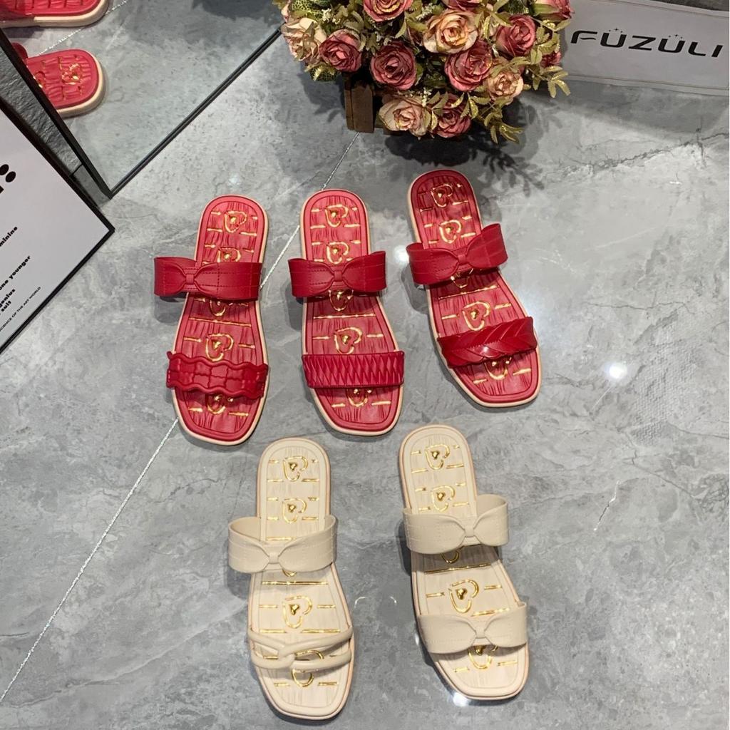 Summer Flat-bottomed Slippers Women's Fashion and Leisure One-character Fairy Style Sandals Indoor Home Sandals
