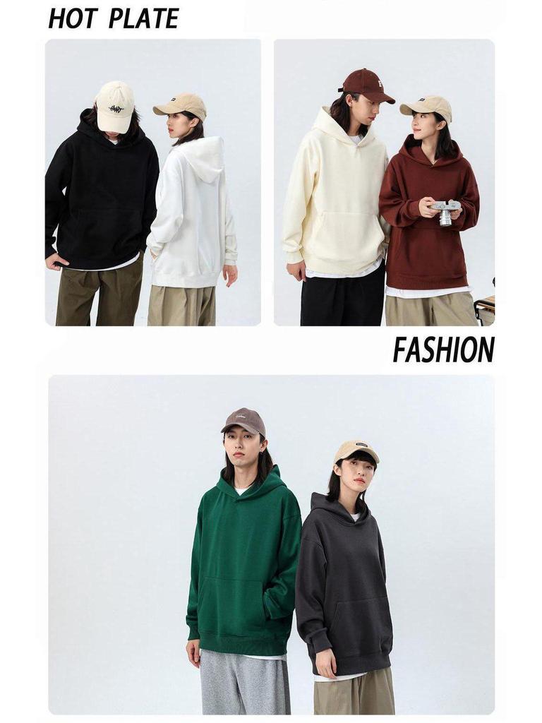 Худи флисовое с приспущенным плечом 500 г с карманами – Толстовка толстая, свободного кроя для пар