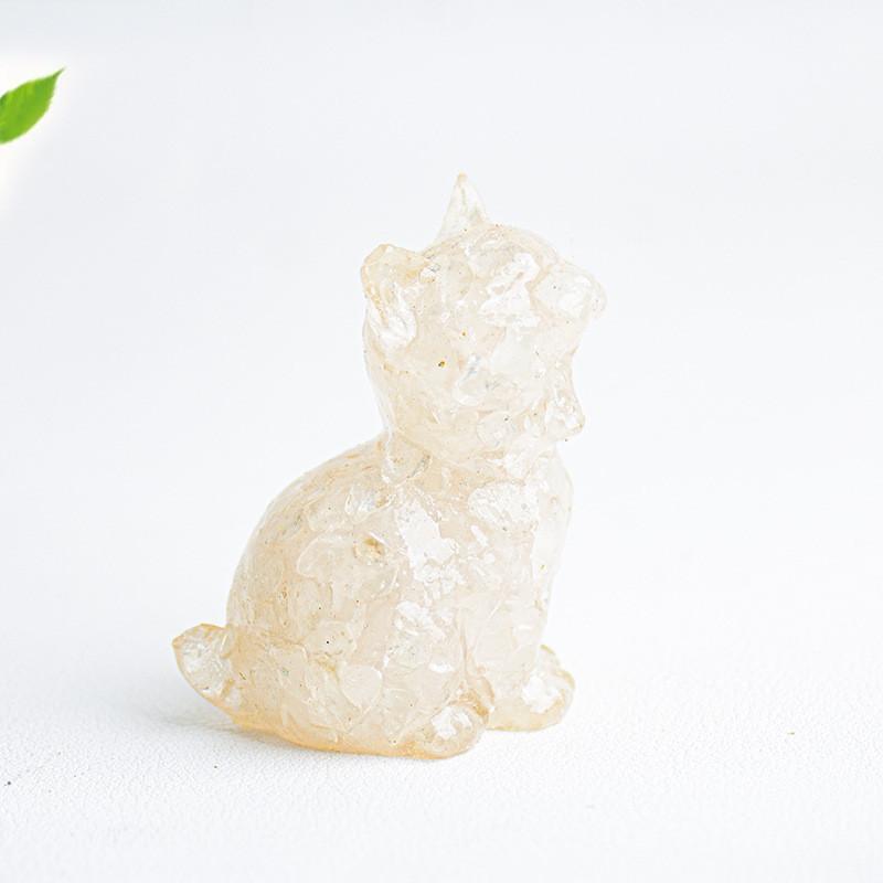 Water Crystal Resin Cat Figurine Office Home Decor Hatching Animal Tabletop Ornament For Gift