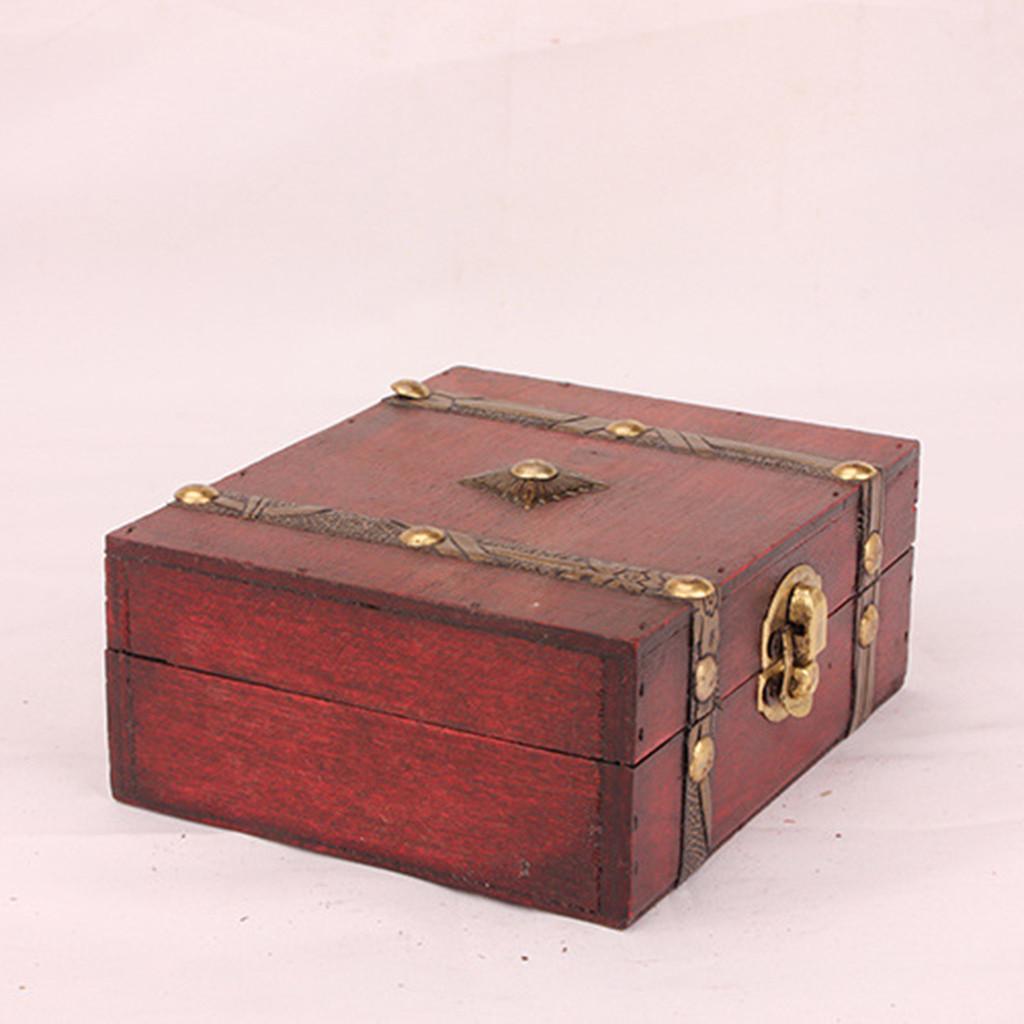 Шкатулка для драгоценностей, винтажная деревянная шкатулка ручной работы с мини-металлическим замком для хранения драгоценностей, жемчужин