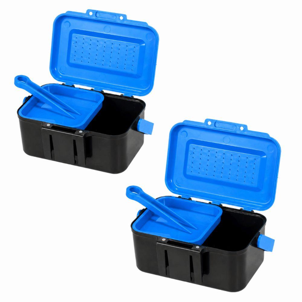2PCS Plastic Fishing Bait Box with Clip Worm Storage Case Fishing Lure Box Fishing Accessories
