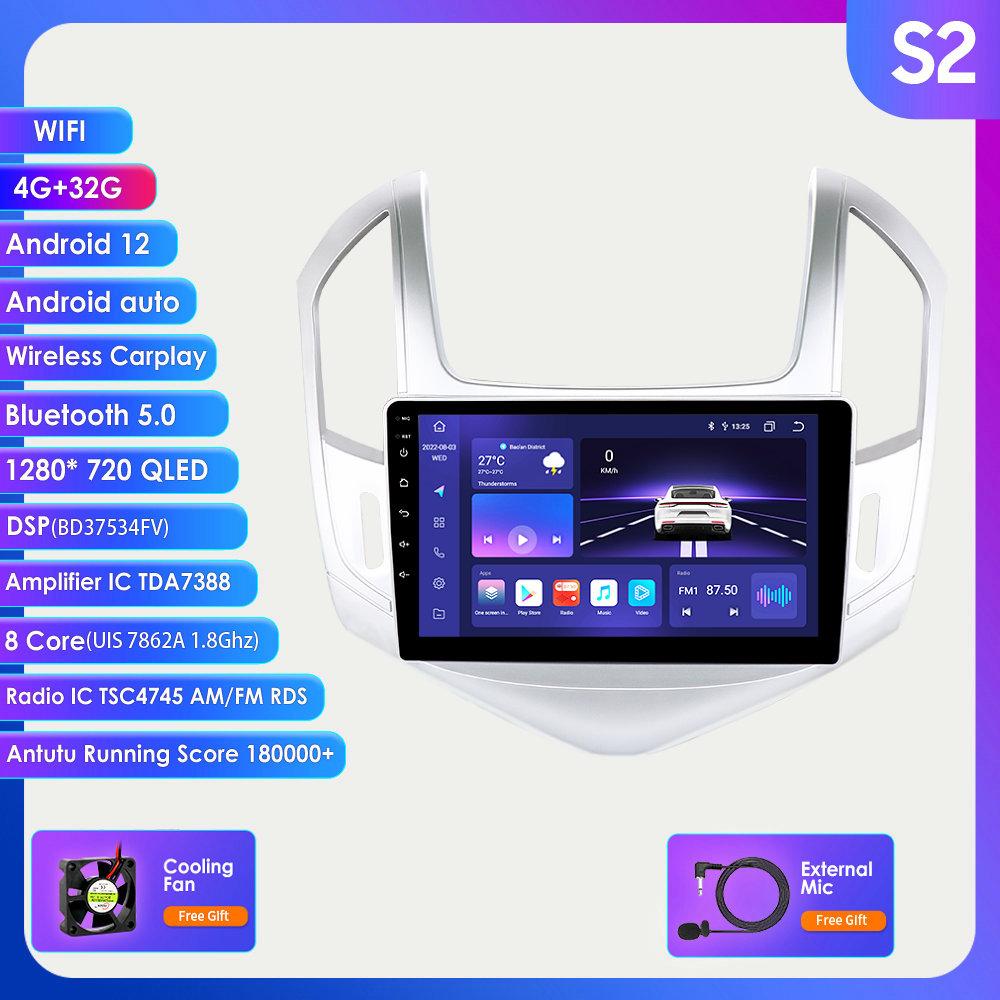 Hizpo 4G-LTE 9-дюймовый Android 12 Автомобильный радиоприемник для Chevrolet Cruze J300 J308 2012-2015 Мультимедийный плеер GPS 2Din Carplay Авто Стерео Bluetooth SWC Головное устройство