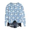 Women's Fashion Round Neck Pullover Top Long Sleeve Tee Christmas Printed Sweatshirt