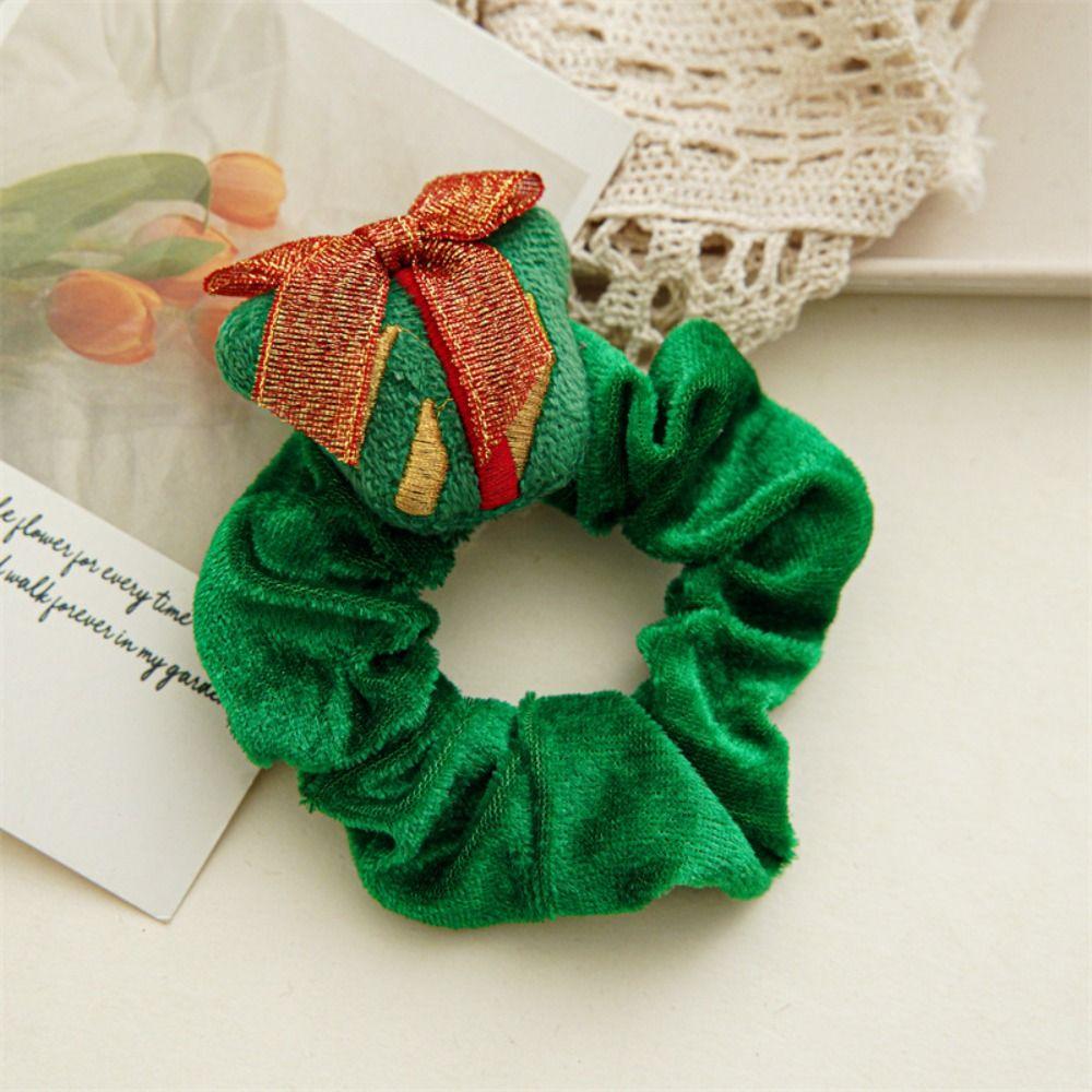 Cute Hair Rope Plush Santa Claus Lint Christmas Scrunchies  Girl