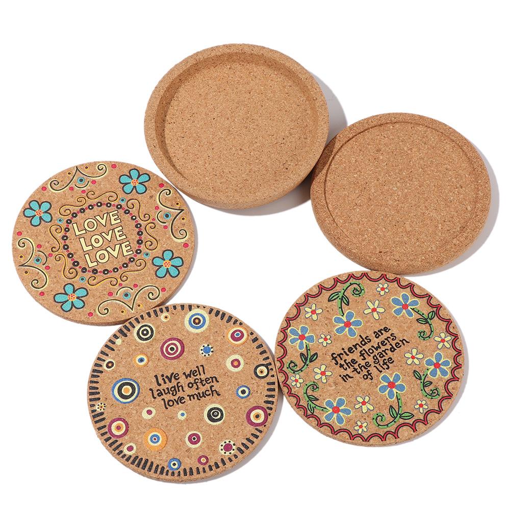 Placemats Tea Coasters Non-slip Wooden Cup Mat Anti-hot Heat Pad Heat Resistant Cork Coasters